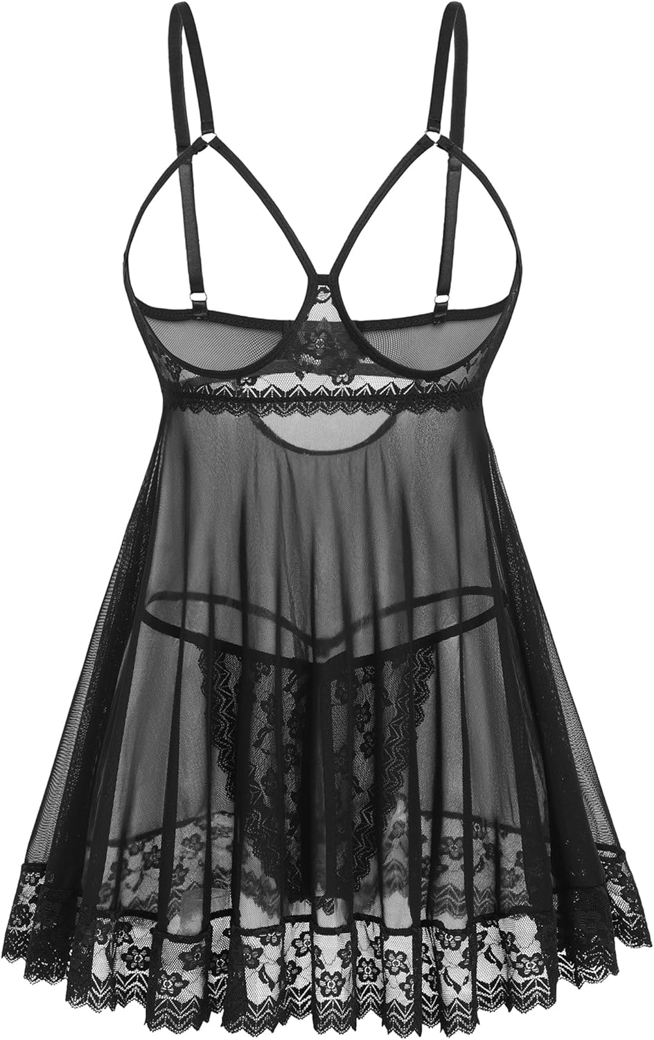 Avidlove Sexy Lace Babydoll Dress Lingerie for Women Sheer Mesh Chemise Sleepwear Exotic Boudoir Outfits