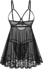 Avidlove Sexy Lace Babydoll Dress Lingerie for Women Sheer Mesh Chemise Sleepwear Exotic Boudoir Outfits