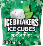 ICE BREAKERS Ice Cubes Spearmint Sugar Free Chewing Gum Pouch, 8.11 oz (100 Pieces)