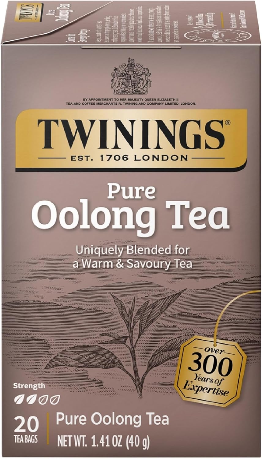 Twinings Pure Oolong Tea – Golden Caffeinated Tea, Individually Wrapped Tea Bags, 20 Count