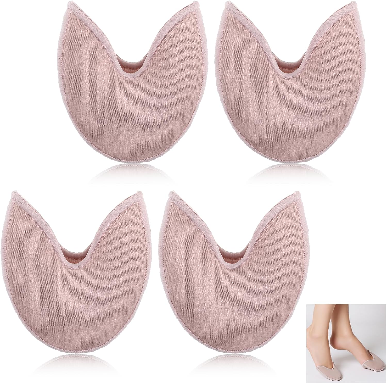 2 Pairs Ballet Toe Pads for Pointe Shoes, Ballet Pointe Dance Shoe Toe Covers Breathable Knit Half Socks with Anti-Slip Cushion Forefoot Wrap Pad Soft Toes Pad Sponge Insoles for Forefoot Pain Relief