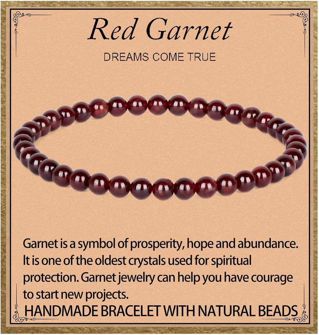 LPBeads Handmade Natural Gemstone Stretch Elastic Bracelet Healing Crystal Round Stone Beads Jewelry Gifts for Women Men