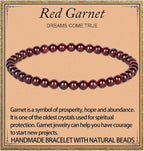 LPBeads Handmade Natural Gemstone Stretch Elastic Bracelet Healing Crystal Round Stone Beads Jewelry Gifts for Women Men