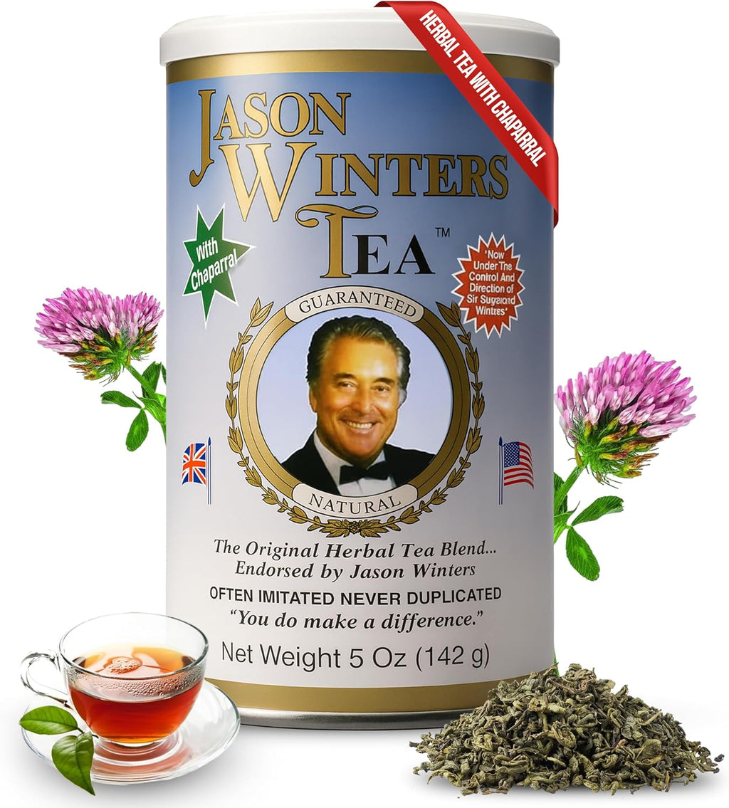 Jason Winters Classic Blend Herbal Tea with Chaparral - 5oz Loose Leaf Herbal Tea - Red Clover Tea & Herbalene Special Spice - Original Jason Winters Tea Blend