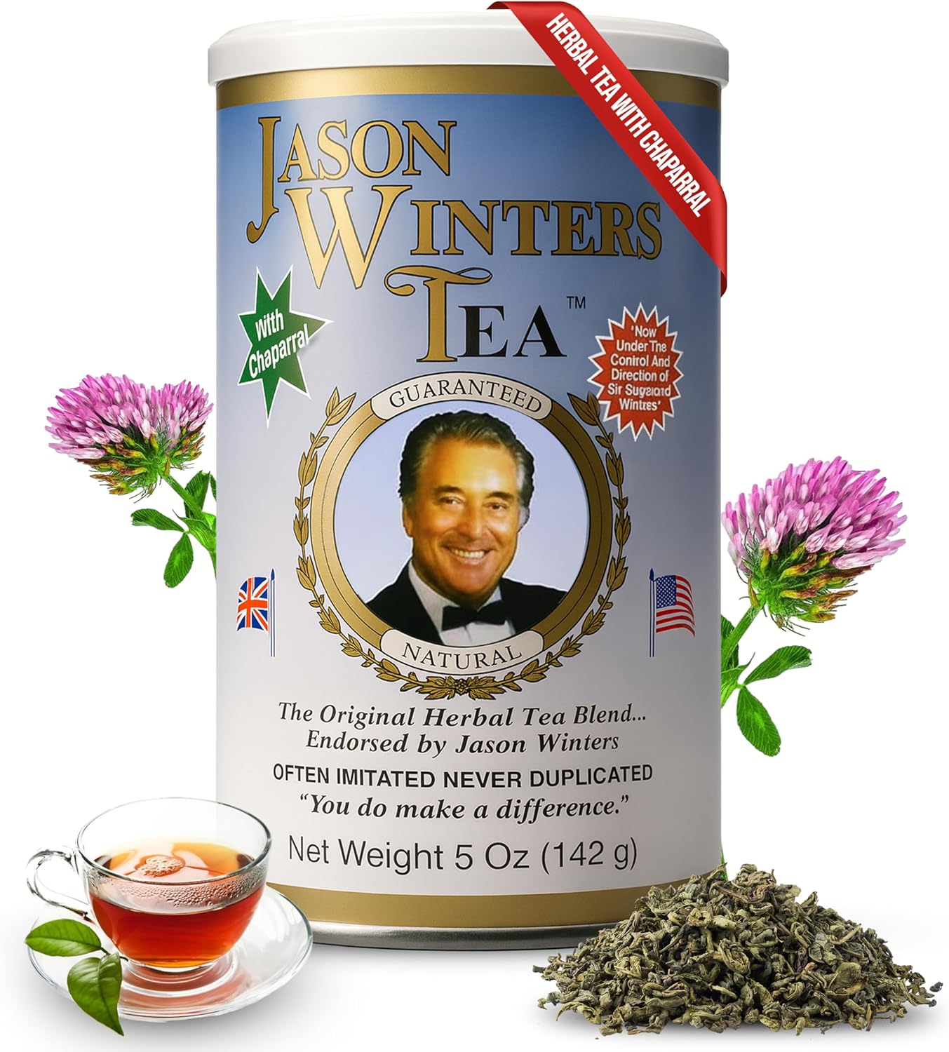 Jason Winters Classic Blend Herbal Tea with Chaparral - 5oz Loose Leaf Herbal Tea - Red Clover Tea & Herbalene Special Spice - Original Jason Winters Tea Blend