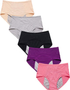 WBEAUTALLOVE Womens Mesh Period Panties High Waisted Menstrual Leak Proof Underwear Incontinence Protective Briefs(H-4-5-1,Medium)
