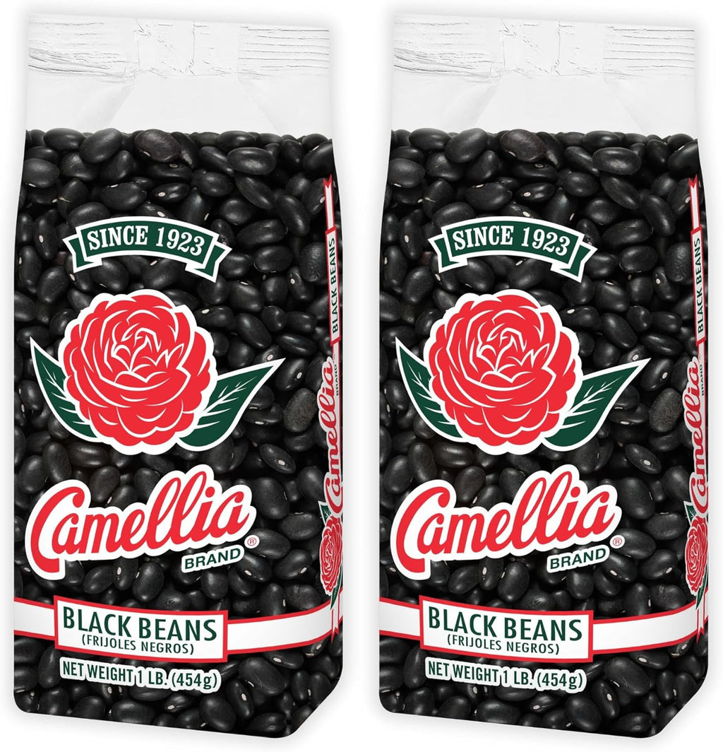 Camellia Brand Dried Black Beans, Frejoles Negros – Premium Non-GMO Black Turtle Beans for Soups, Chili, Tacos, Burritos, Rice & Peas, Latin & Southwestern Cooking – Gluten-Free, High Protein, Vegan & Vegetarian Friendly, 1 Pound (Pack of 2)