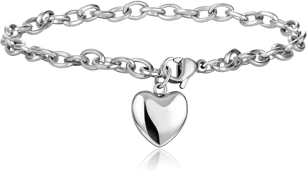 Jstyle Jewelry Women's Heart Charm Bracelets Stainless Steel Link Bracelet Birthday Gifts for Women Jewelry