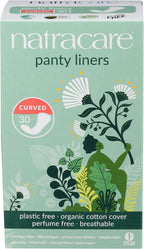 Natracare Natural Organic Curved Panty Liners, with Certified Organic Cotton, Ecologically Certified Cellulose Pulp and Plant Starch (1 Pack, 30 Liners Total)