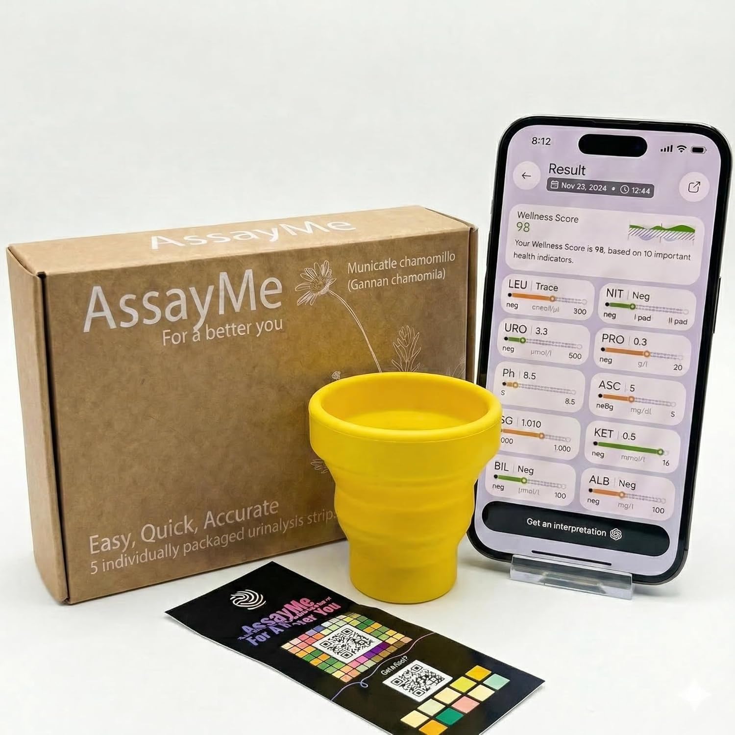 Smart 10-in-1 Home Urine Test Kit – AI-Powered App Analysis for Instant Results – Track Ketones, pH, Hydration & Body Balance – Wellness Monitoring with AI-Dashboard