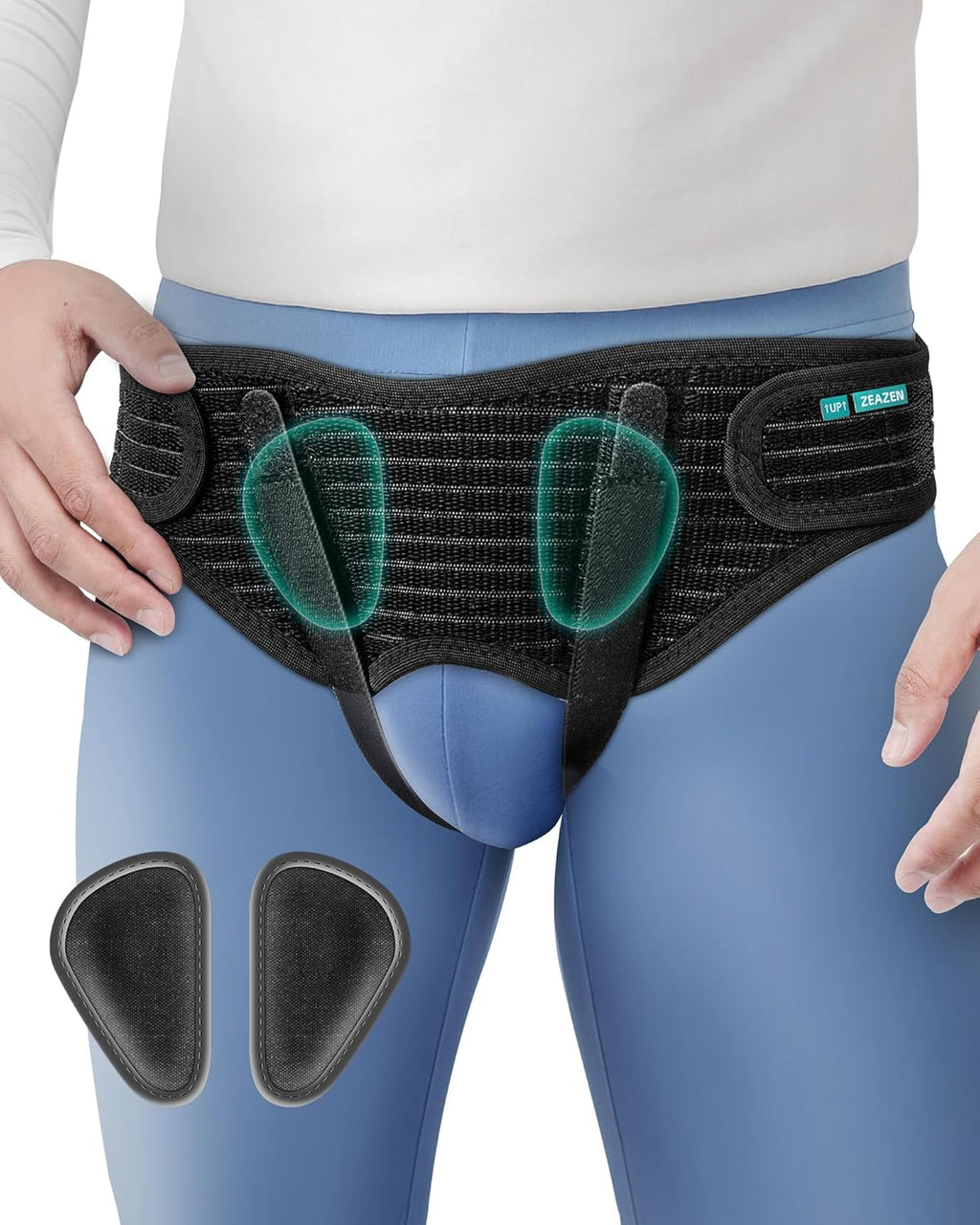 Hernia Belt for Men - Adjustable Support Brace, Comfortable & Breathable Design, Ideal for Single/Double Inguinal Hernia Pain Relief, Discreet Wear for Everyday Use (Black, Medium)