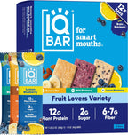 IQBAR Clean Plant Protein Bars - Fruit Lovers Variety Pack - 12 Count - Keto, Vegan, High Fiber, Gluten and Dairy Free, Low Sugar Snack - Brain and Body Nutrients for Focus, Energy, Meal Replacement