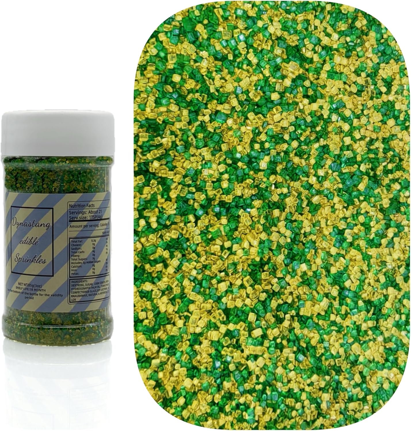 Dynastang Dark Green & Gold Sanding Sugar Sprinkles Edible Sugar Crystals Cake Decoration Cupcake Toppers Cookie Decorating Perfect for Cakes, Cupcakes, Desserts Toppings 3OZ