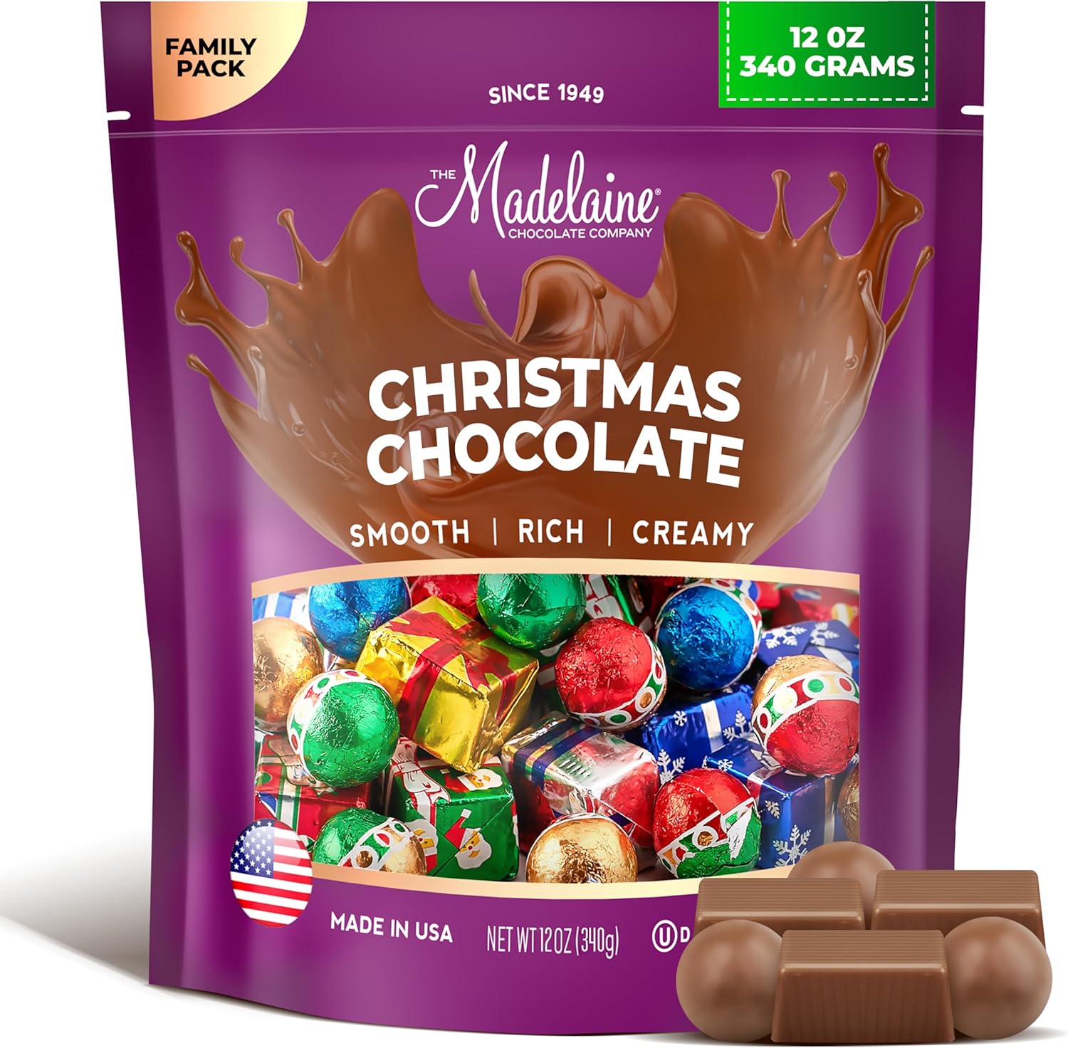 Madelaine Milk Chocolate Christmas Candy – Assorted Presents & Ornaments – Individually Wrapped Holiday Chocolates – Christmas Treats & Stocking Stuffers – 12 oz Bag