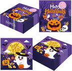 50 Pcs Halloween Napkins - 6.5Inch Disposable Happy Halloween Paper Napkins, Trick or Treat Pumpkin Ghost Cocktail Dinnerware Set for Helloween Party Decorations Tableware Supplies Table Decor Favors