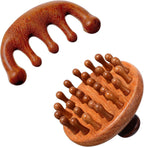 Trinkrittey 2 Pack Wooden Scalp Massager Comb Wooden Hair Brush Head Gua Sha Brush Hair Scrubber Portable Handheld Hairs Growth Tool for Women Men Hairs Growth Stress Relief Spa