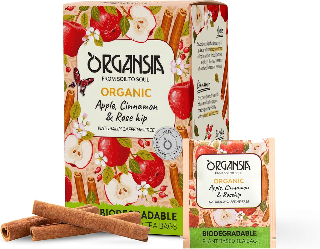 Organsia Herbal Tea - Apple, Cinnamon & Rosehip - Certified Organic - Caffeine Free