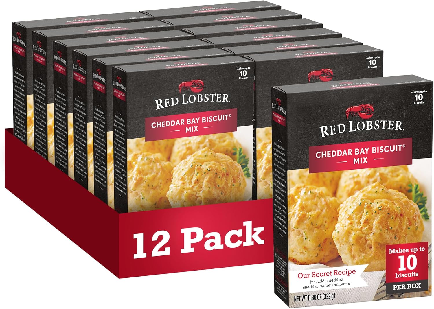 Red Lobster Cheddar Bay Biscuit Mix, Garlic Herb Seasoning Included, Cheddar Biscuit Mix, 11.36 Oz Box (Pack of 12)