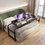 TigerDad Overbed Table with Wheels Overbed Desk Over Bed Desk King Queen Bed Table Overbed Laptop Table Over Bed Table with Wheels((Gray)