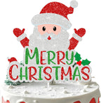 Santa Claus Merry Christmas Cake Topper,Snowman Decor Party Xmas Theme For Kids Boys Girls Happy Birthday Party Decorations Supplies