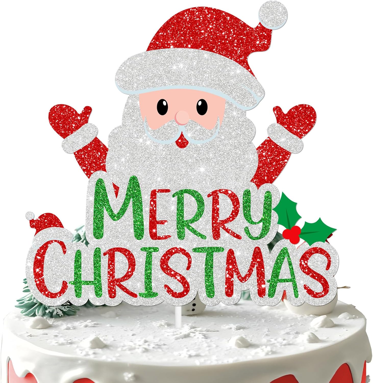 Santa Claus Merry Christmas Cake Topper,Snowman Decor Party Xmas Theme For Kids Boys Girls Happy Birthday Party Decorations Supplies