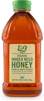 Naked Wild Honey, Organic Raw Unfiltered Wildflower Honey, 48 Ounce