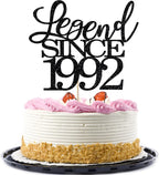 Legend Since 1992 Cake Topper 34th Birthday Happy Birthday Cake Topper Men and Women Cheer 34 Years Old Handmade Black Glitter Cake Decoration (1992)