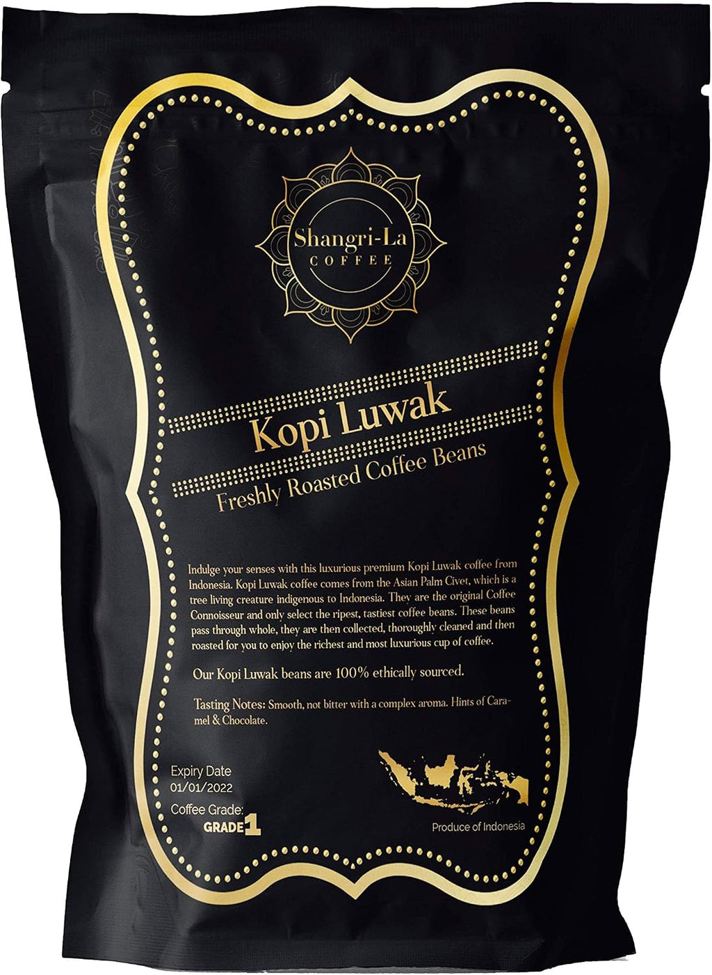 Shangri-La Coffee - Wild Kopi Luwak Coffee Ground Beans - Sustainably Sourced (from Indonesia) - 70oz (2kg)