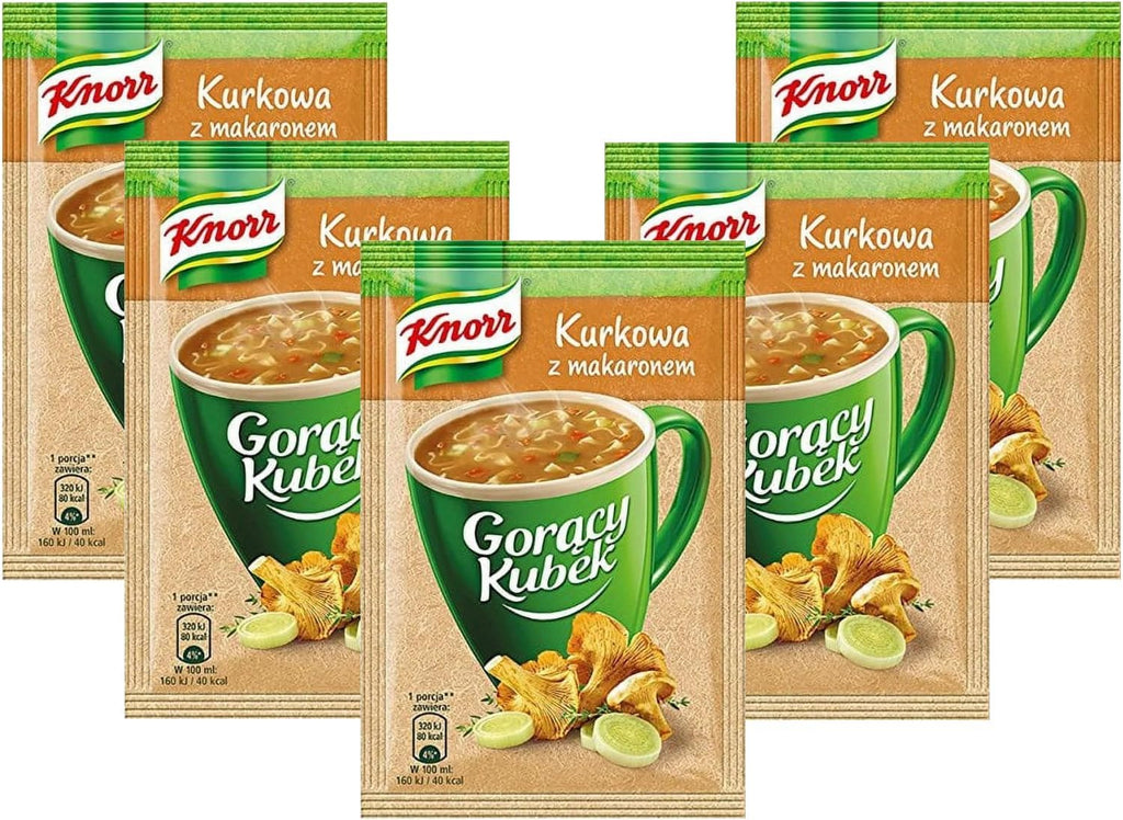 Knorr Hot Cup Chanterelle Soup with Noodles Instant Soup Goracy Kubek, 14g (Pack of 5)