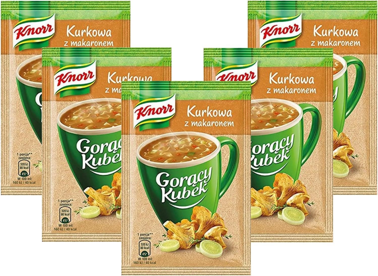 Knorr Hot Cup Chanterelle Soup with Noodles Instant Soup Goracy Kubek, 14g (Pack of 5)