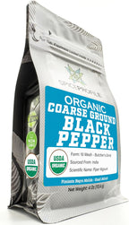 Spice Profile USDA Organic Coarse Ground Black Pepper, Lab Tested for Heavy Metals, Resealable 4 oz Pouch, Kaali Mirch, Pimienta Negra Molida