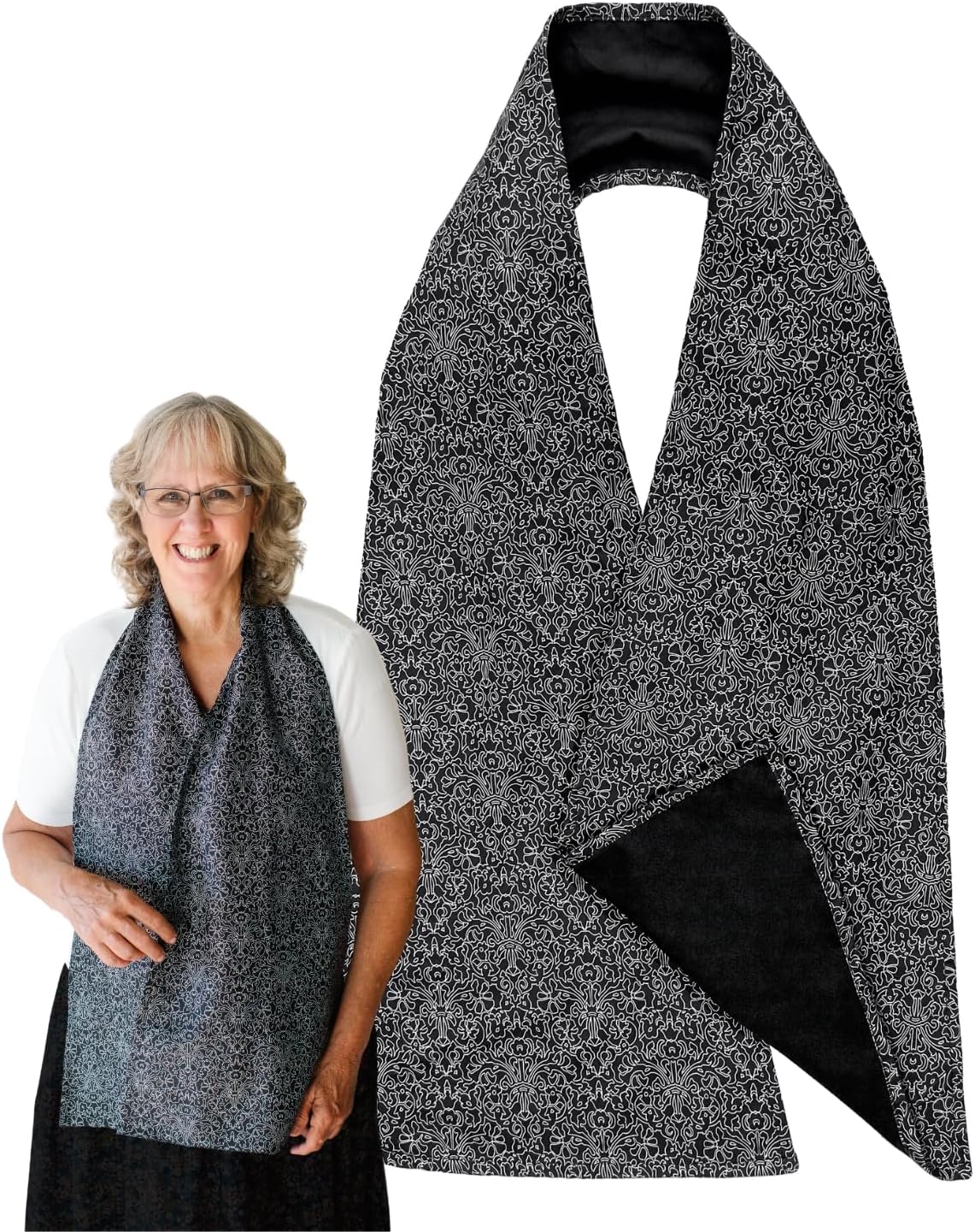 Reversible Adult Bibs for Women & Men - Adult Bib Scarf for Elderly - Dining Clothing Protectors - Washable Dining Scarf for Senior Citizens
