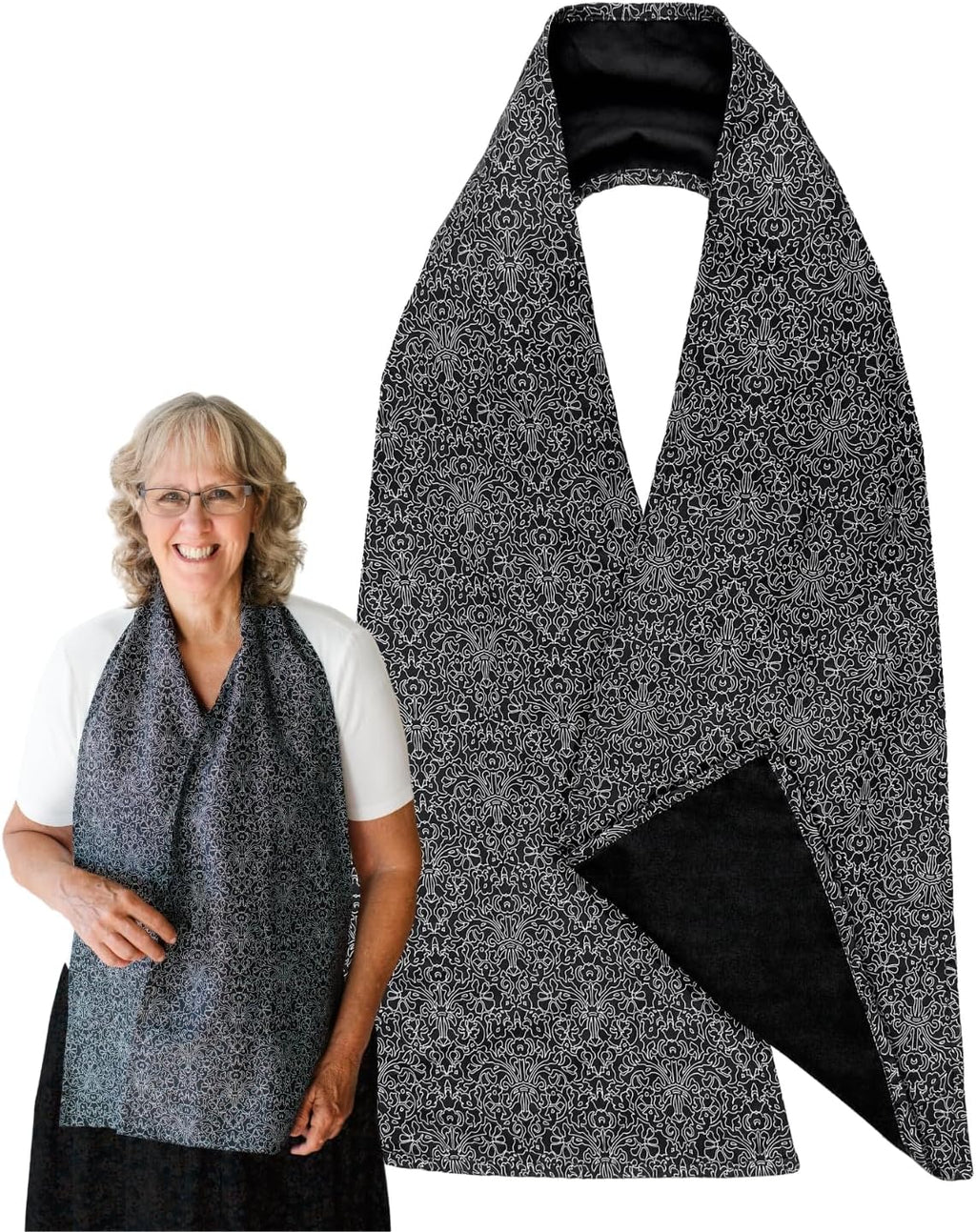 Adult Bib Dining Scarf Reversible Black