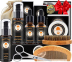 XIKEZAN Mens Gifts, Beard Grooming Kit with Sweet Orange Beard Wash,Oil, Conditioner,Balm,Brush,Comb,Cool Mens Christmas Secret Santa Gifts for Dad Husband Grandpa Boyfriend Him Stocking Stuffers