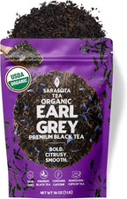 Organic Earl Grey Loose Leaf Black Tea | USDA Organic Bergamot Black Tea | Premium Full Leaf | 1 lb Bulk Bag (16 oz) | Smooth Citrus Aroma | Hot or Iced | Non-GMO