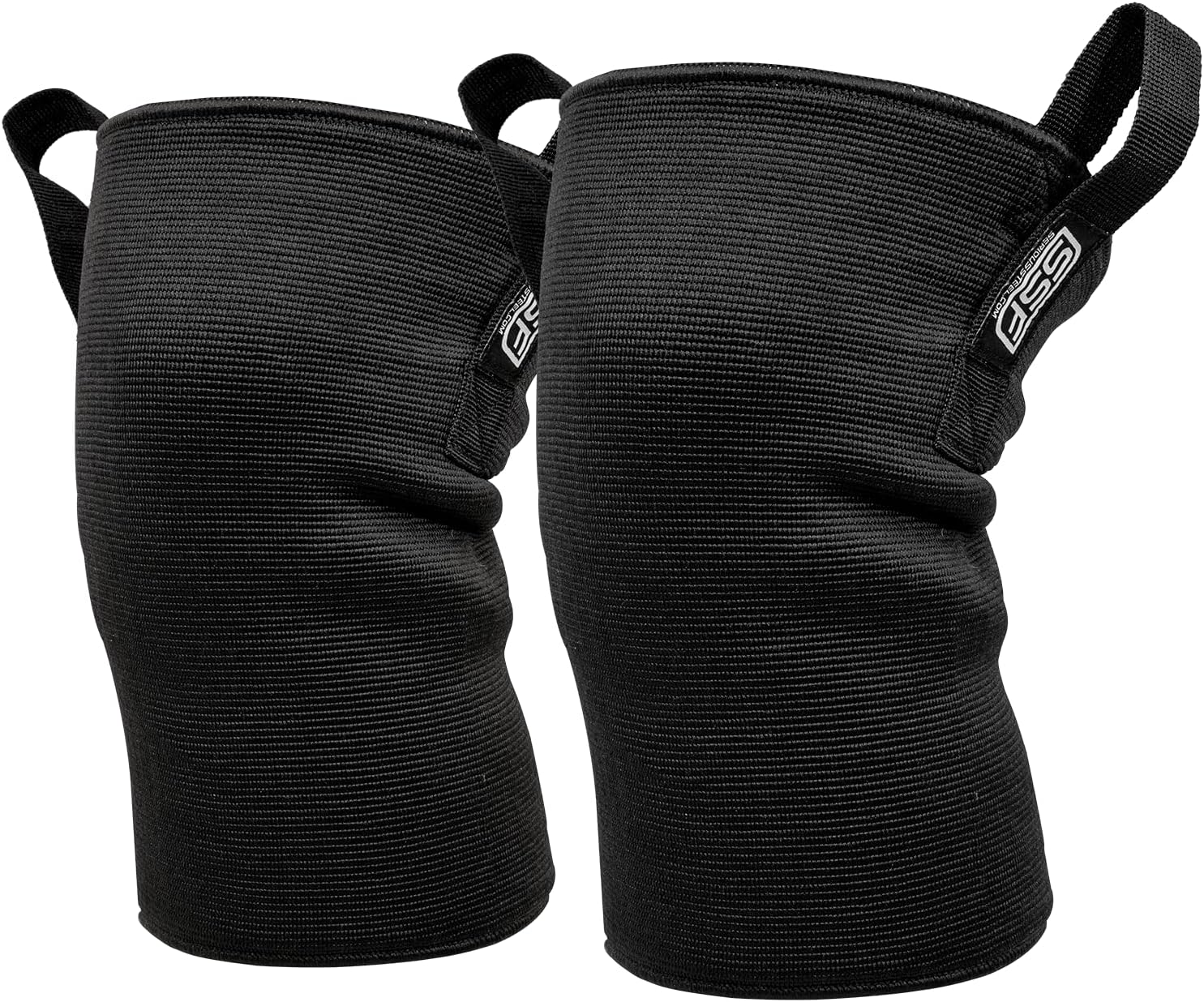 SERIOUS STEEL FITNESS Knee Sleeves, High Compression 3-Ply, Easy on and off handles to assist (Heavy, Large (14-17"))