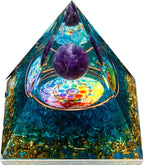 Orgone Pyramid, Amethyst Healing Crystal Pyramid and Orgonite Healing Stones, Protection Crystal Energy Generator for Yoga, Meditation, Stress Reduce
