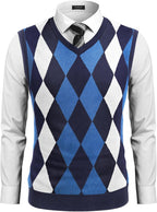 COOFANDY Men's Sleeveless V Neck Pullover Sweater Slim Fit Casual Argyle Vest Sweaters