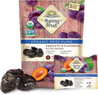 Sunny Fruit Soft Organic Pitted Prunes - 1 Bag (5 Individual Portion Packs) | No Preservatives, No Sugar Added | Healthy, Convenient Dried Plums Snack Packs | ORGANIC, NON-GMO, VEGAN, HALAL, KOSHER