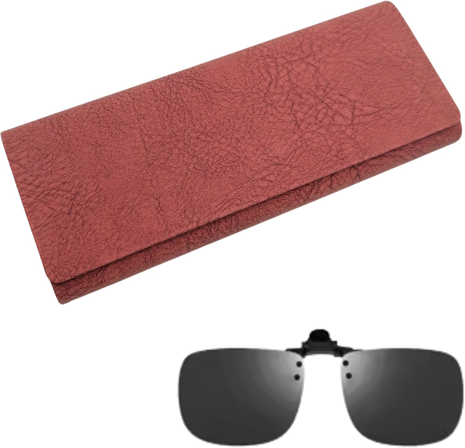 Clip on Case for Glasses, Clip on Sunglasses Case, Slim Flat Hard Shell Case for Clip-on for Men Women Unisex