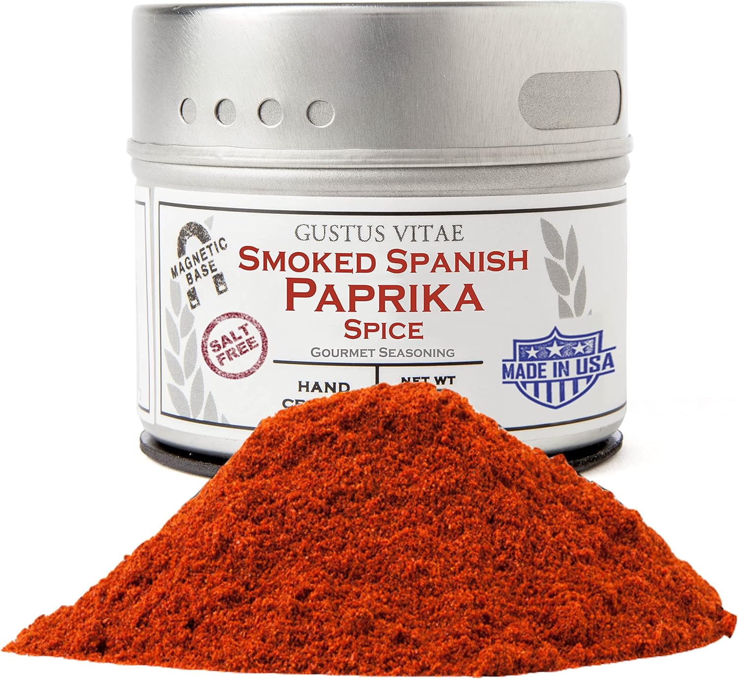 Smoked Spanish Paprika - Non GMO - Packed In Magnetic Tins - Sustainable Spice - Grown in USA - All Natural - Not Irradiated - Hand Crafted, Small Batch Seasoning- GLP-1 Friendly, All Natural - Gustus Vitae