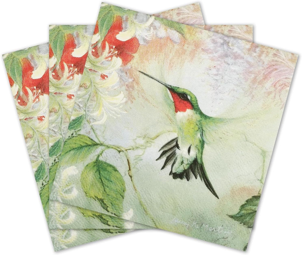Colored Paper Cocktail Napkins, 20 Count Shabby Chic Napkins for Wedding, Dinner Tea Party Shower, Green Trochilus