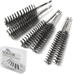 6pcs Extended Copper Tube Pipe Cleaner, 1/2” 3/4” 1” Pipe Cleaning Brush Set, Stainless Steel Wire Bore Brushes for Power Drill, 1/4 Inch Hex Shank