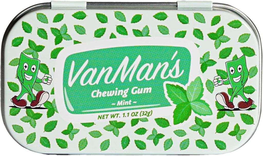 Vanman Remineralizing Chewing Gum with Grass-Fed Cattle Bone Hydroxyapatite and Organic Peppermint Extract – Sugar Free Chicle and Mastic Gum - Fresh Mint Flavor, 1.1 oz, 1 Pack