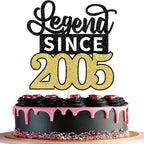 1 Pack Legend Since 2005 Cake Topper Glitter 21st Birthday Cake Pick Happy 21st Cheers to 21 Years Cupcake Decoration for Birthday Anniversary Wedding Party Supplies Black Gold