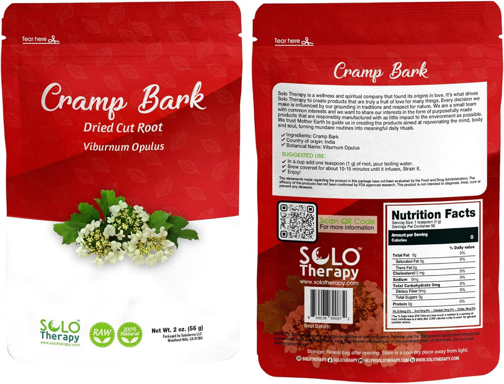 Cramp Bark Tea - 56 grams - Cut and Sifted - Viburnum Opulus L Resealable Bag - 56 grams - Premium Quality (Cramp Bark)