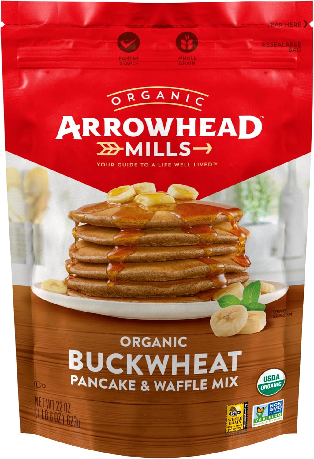 Arrowhead Mills Organic Buckwheat Pancake & Waffle Mix, 22 oz Bag