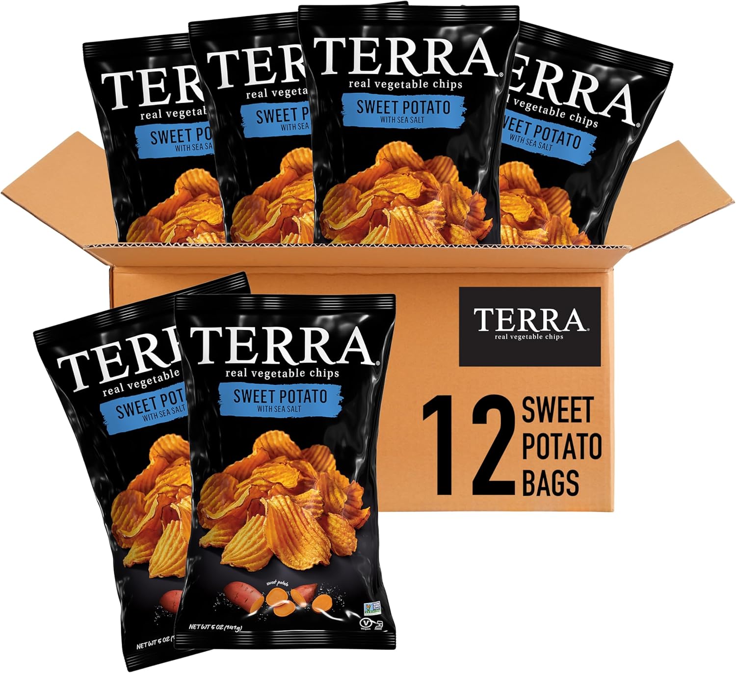 Terra Vegetable Chips, Sweet Potato with Sea Salt, 5 oz. (Pack of 12)