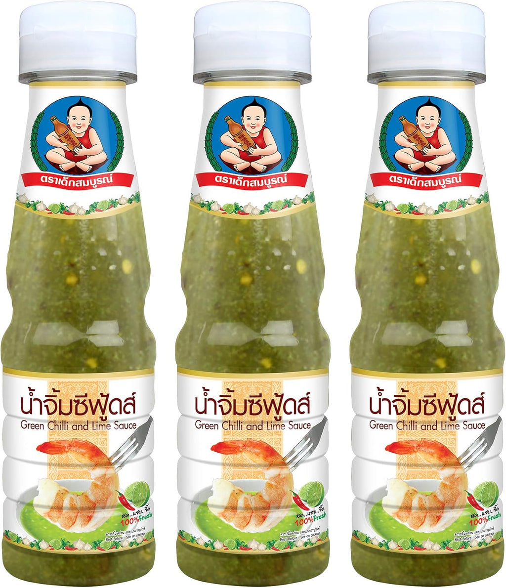 Healthy Boy Seafood Dipping Sauce (Green Chili & Lime) 6 Ounces, Product of Thailand (Pack of 3)