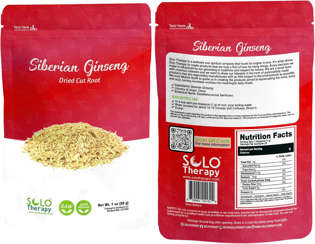 Siberian Ginseng Root 28 Grams - Cut and Sifted - Siberian Ginseng Tea - Eleutherococcus Senticosus - Resealable Bag (Siberian Ginseng Root)